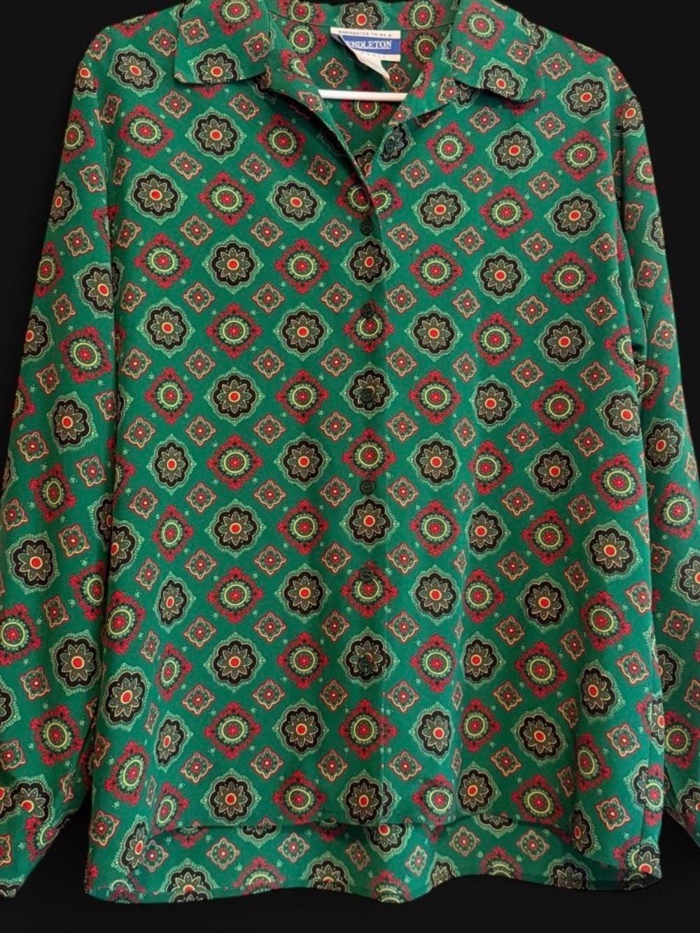 Pendleton Green Floral Geometric Women’s Button-Up Shirt